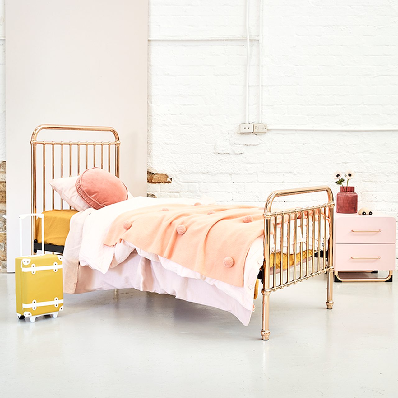 Eden Single Bed Rose Gold Piccolo, Rose Gold Bed Frame
